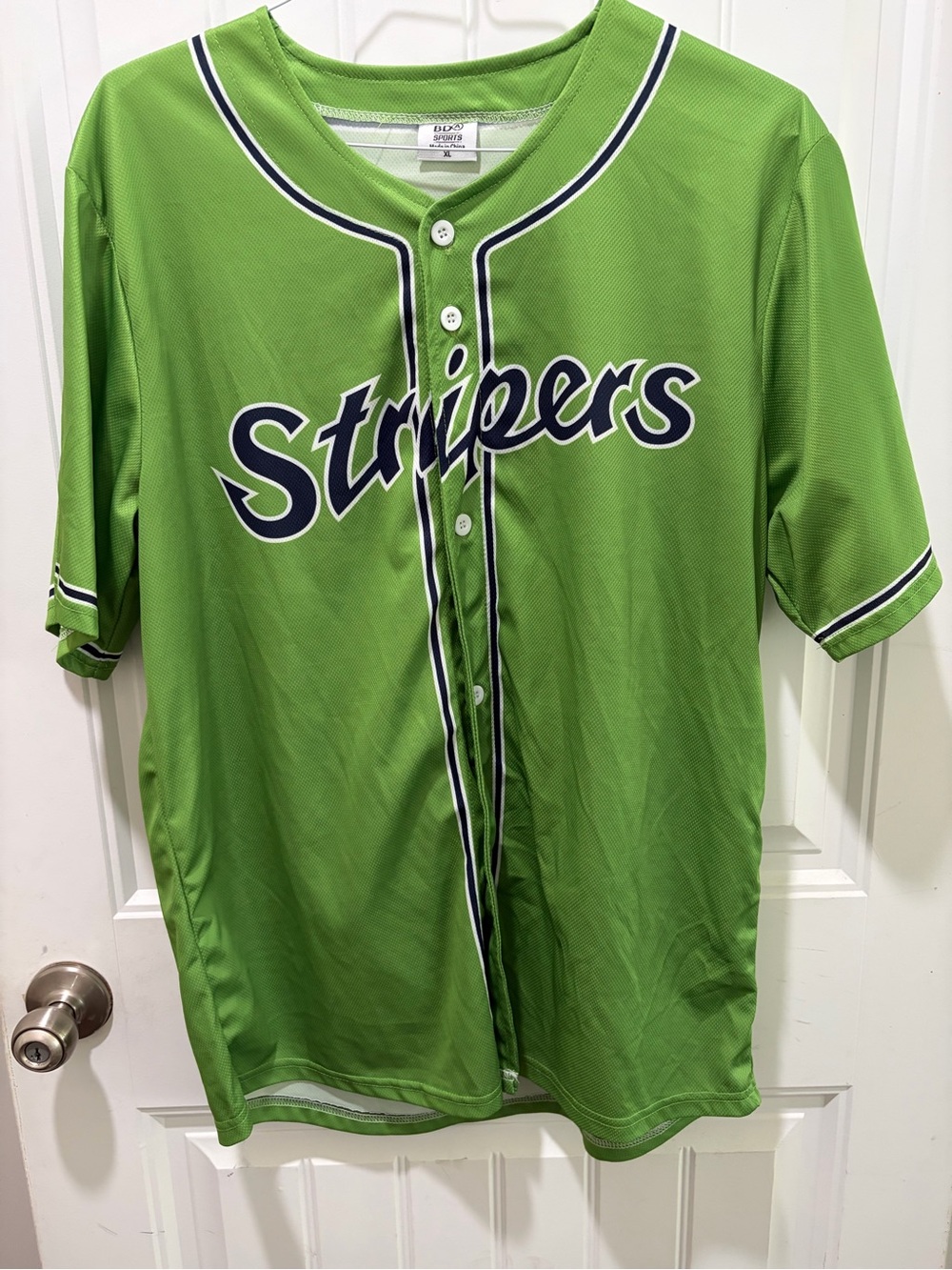 Stripers Green Baseball Jersey with Navy Trim